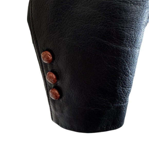 Vintage Arturo Handmade Cropped Fringed Leather Jacket Sz 10 Buttery Soft Black - Picture 5 of 10